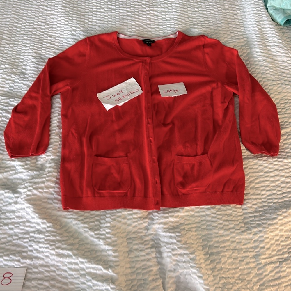Talbots red/coral cardigan